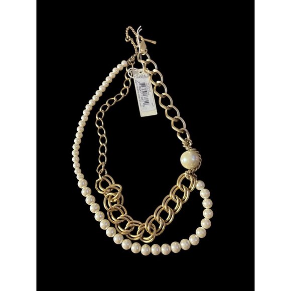 Kenneth Cole Gold-Tone Chain & Faux Pearl Layered Necklace With Lobster Clasp - Picture 13 of 15